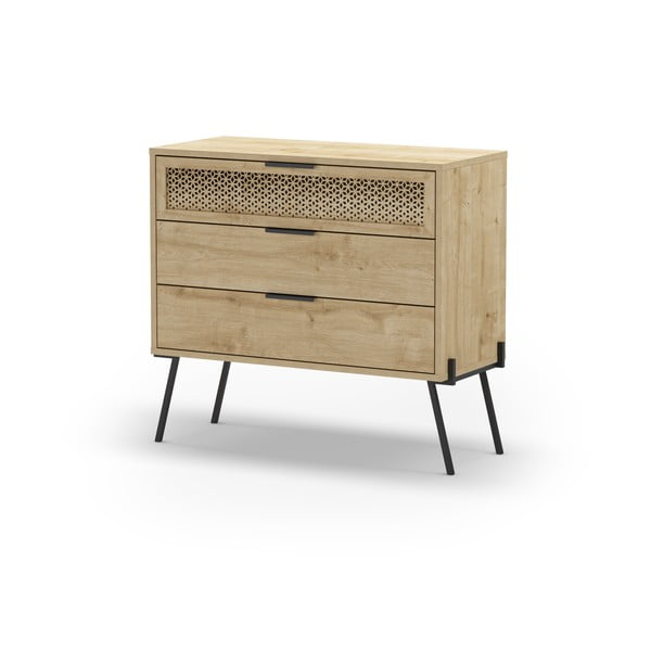 Niska komoda w dekorze dębu 90x83 cm Ecrin – Marckeric-image-2