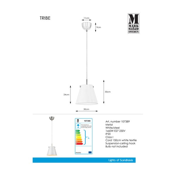 Biała lampa wisząca Markslöjd Tribe, ø 30 cm-image-2