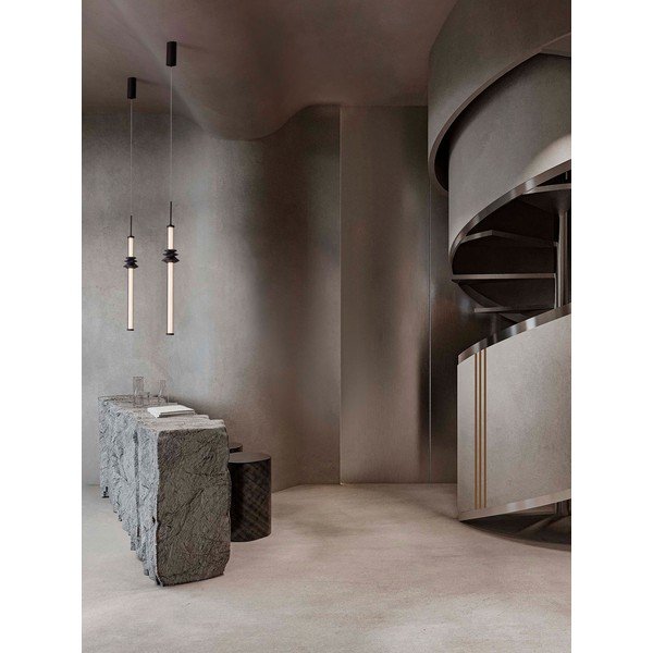 Lampa wisząca LED ceramiczna ze ściemniaczem w kolorze matowej czerni z kloszem ze szkła akrylowego ø 8 cm Stalactite – Nova Luce-image-1