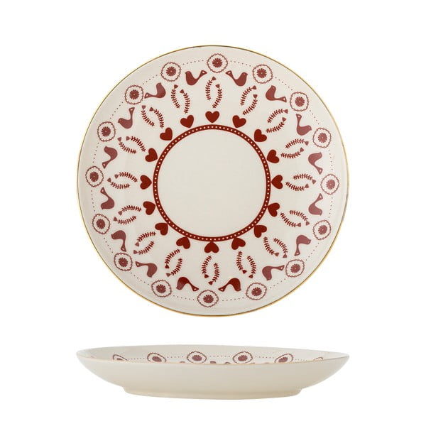 Kremowy kamionkowy talerz deserowy ze świątecznym motywem ø 16 cm Jolly – Bloomingville-image-3