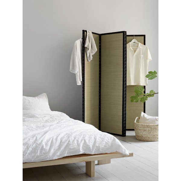 Łóżko dwuosobowe z drewna sosnowego z materacem Karup Design Japan Comfort Mat Black/Black, 140x200 cm-image-1