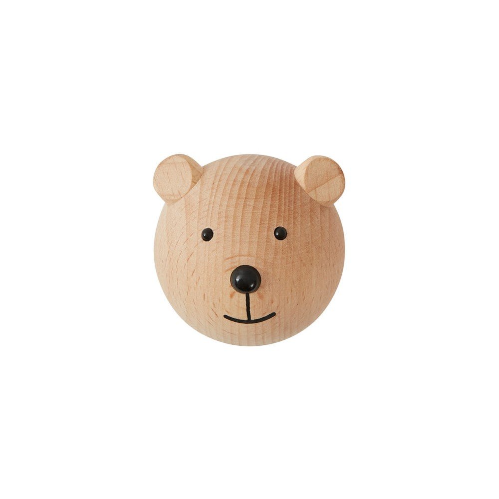 Ścienny haczyk z litego drewna bukowego w naturalnym kolorze Bear – OYOY Mini