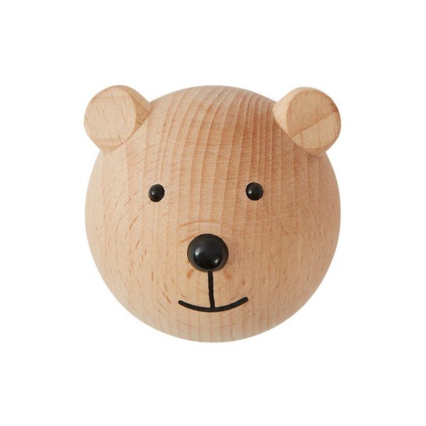 Ścienny haczyk z litego drewna bukowego w naturalnym kolorze Bear – OYOY Mini