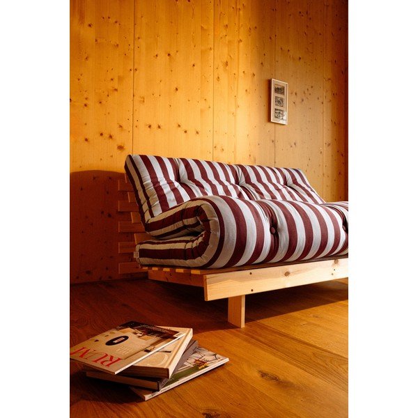 Bordowa/jasnoniebieska rozkładana sofa 160 cm Roots – Karup-image-3
