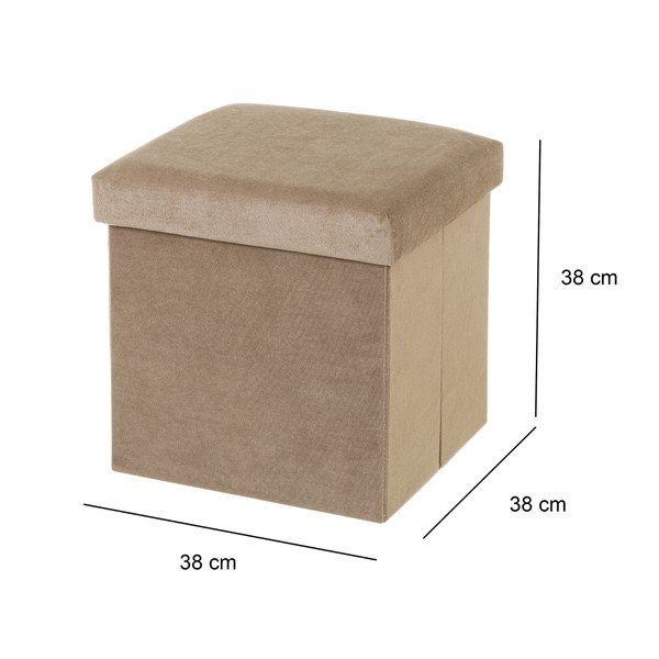 Beżowy aksamitny taboret Velvet – Casa Selección-image-3