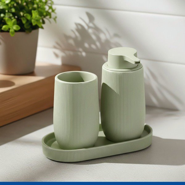 Zielony organizer łazienkowy ceramiczny Fablo – Wenko-image-1