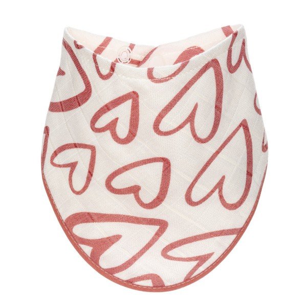 Materiałowy śliniak-bandana T-TOMI Pink Hearts
