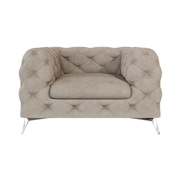 Szarobeżowy aksamitny fotel Chelsea – Ropez-image-2