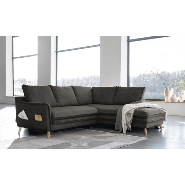 Ciemnoszary rozkładany narożnik (prawostronny) Charming Charlie – Miuform-image-3