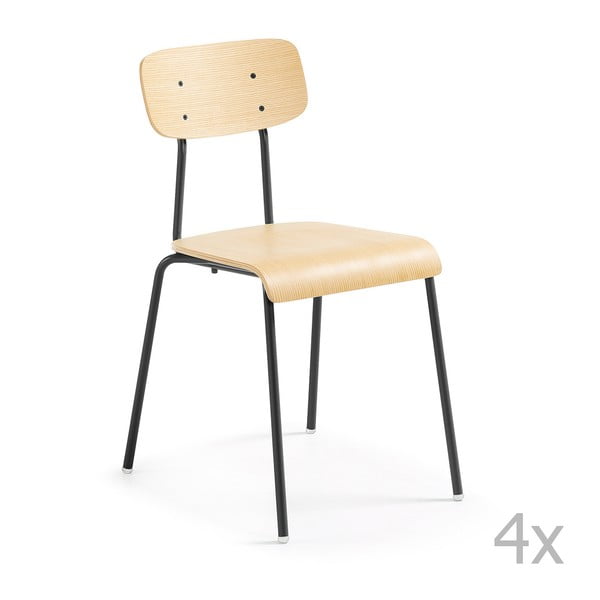 Zestaw 4 krzeseł z czarnymi nogami La Forma Klee