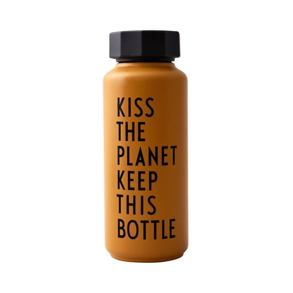 Pomarańczowa butelka termiczna Design Letters Kiss, 500 ml