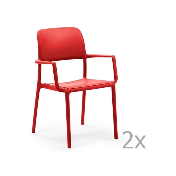 Zestaw 2 czerwonych krzeseł ogrodowych Nardi Riva