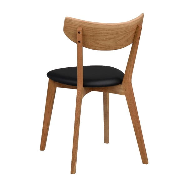 Brązowe dębowe krzesło do jadalni z czarnym siedziskiem Rowico Ami-image-4