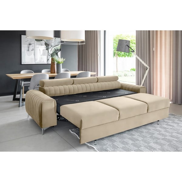 Jasnobrązowa aksamitna rozkładana sofa 261 cm Laurence – ELTAP-image-4