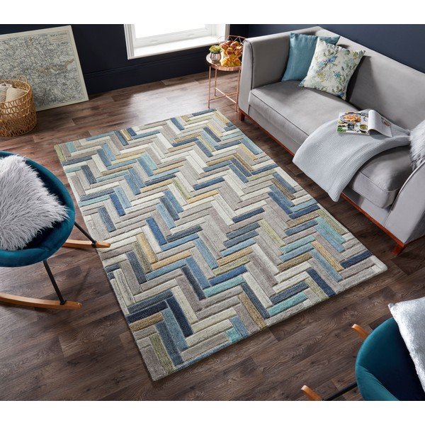 Szaro-niebieski dywan wełniany Flair Rugs Russo, 160x230 cm-image-4