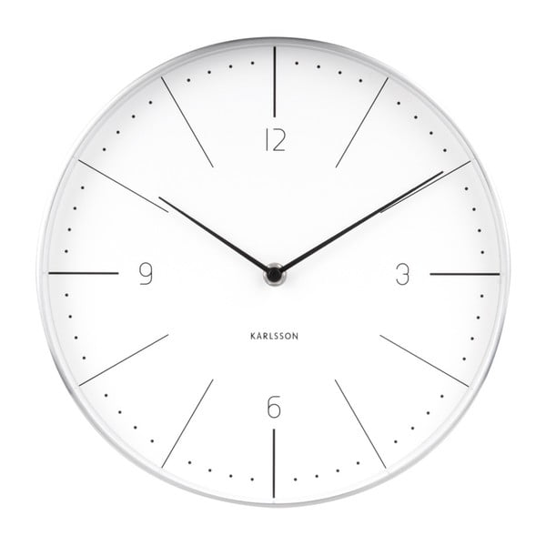 Biały zegar z elementami w kolorze srebra Karlsson Normann, ⌀ 28 cm