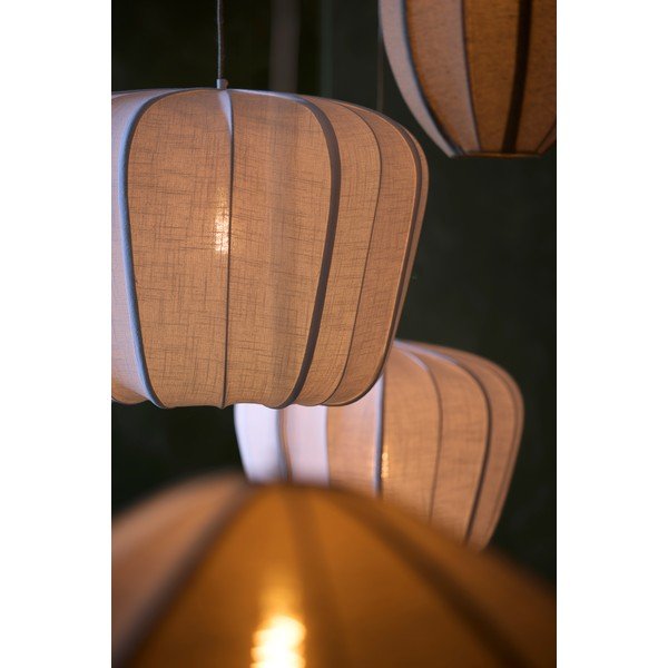 Kremowa lampa wisząca z tekstylnym kloszem Zubedo – Light & Living-image-1