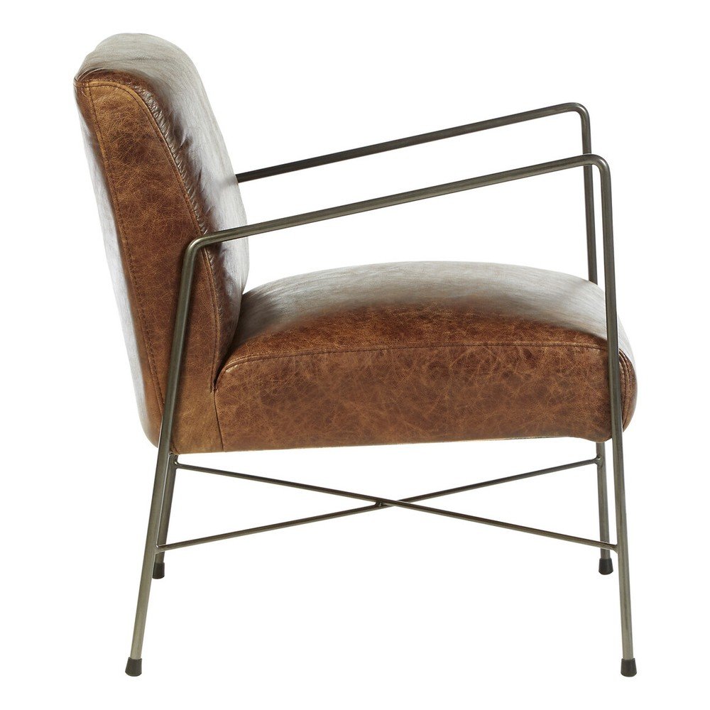Brązowy skórzany fotel Hoxton – Premier Housewares (zdjęcie 8)