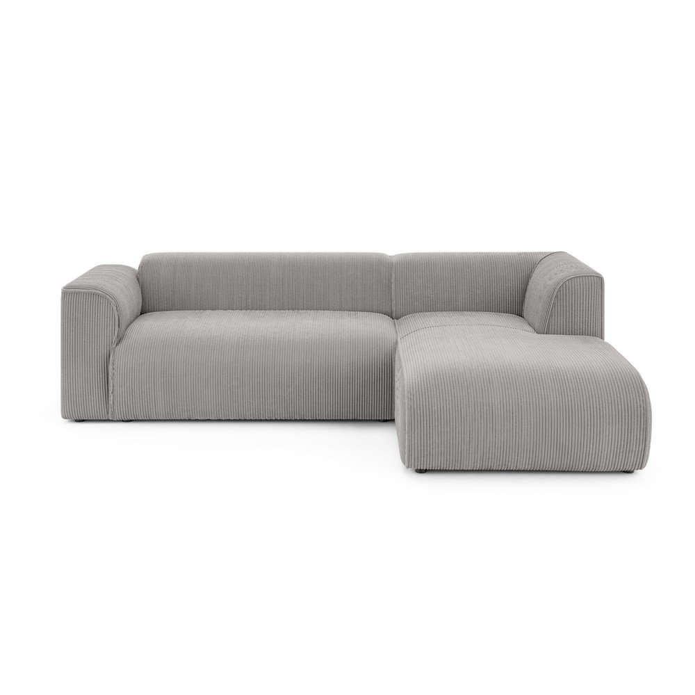 Jasnoszary sztruksowy narożnik (prawostronny/z szezlongiem) Merid  – Ropez