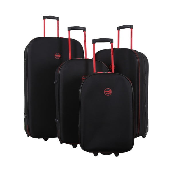Zestaw 4 czarnych walizek na kółkach Travel World
