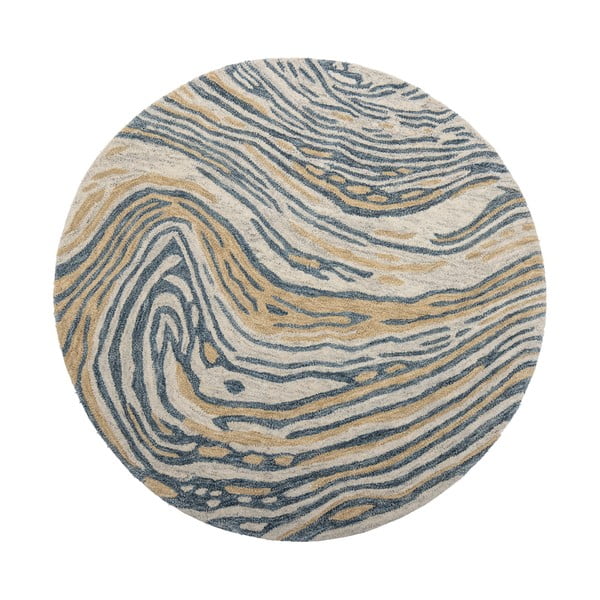 Niebiesko-brązowy wełniany okrągły dywan ø 120 cm Tiger – Bloomingville