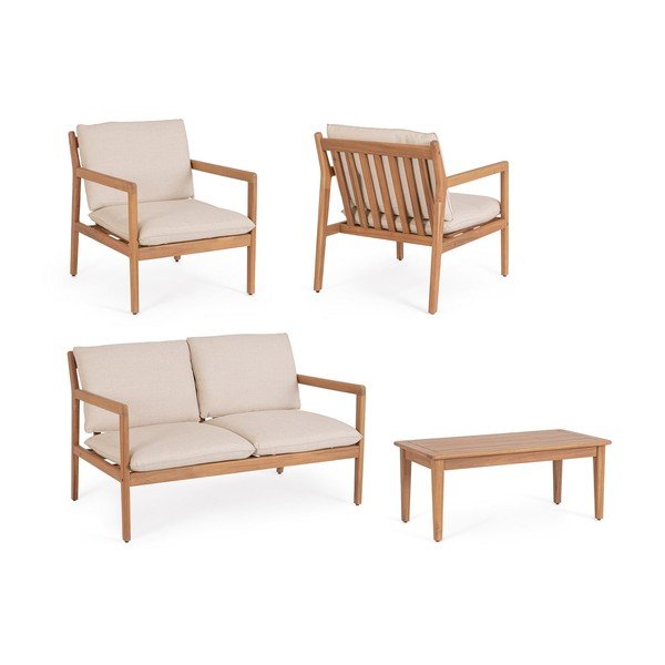 Zestaw mebli ogrodowych z litego drewna akacjowego w naturalnym kolorze dla 4 osób Danubio – Bizzotto-image-4