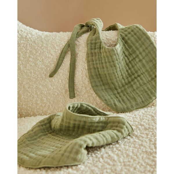 Zielone śliniaki muślinowe zestaw 2 szt. Prune – Kave Home-image-1