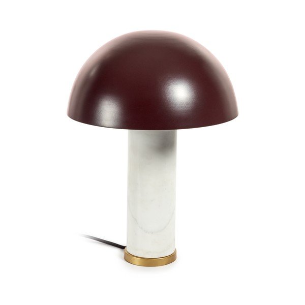Biało-ciemnobrązowa marmurowa lampa stołowa z metalowym kloszem (wysokość 43 cm) Zorione – Kave Home