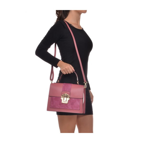 Różowa skórzana torebka Isabella Rhea, 22 x 27 cm-image-4