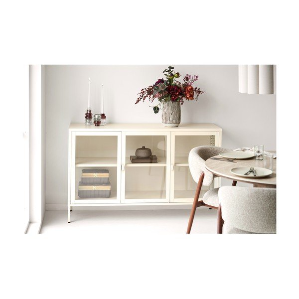 Kremowa stalowa witryna 140x85x40 cm Brisbane – House Nordic-image-1