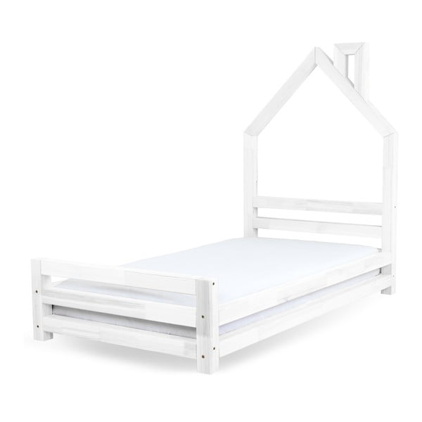 Białe łóżko dziecięce z drewna sosnowego Benlemi Wally, 120x200 cm