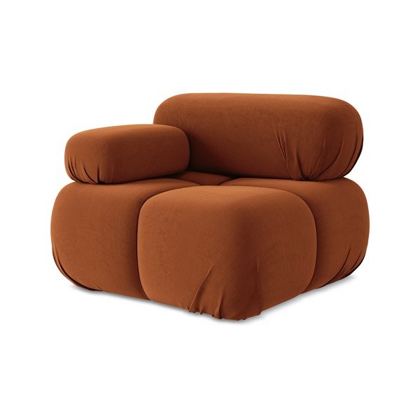 Pomarańczowy aksamitny moduł sofy (lewostronny) Lokua – Makamii-image-1