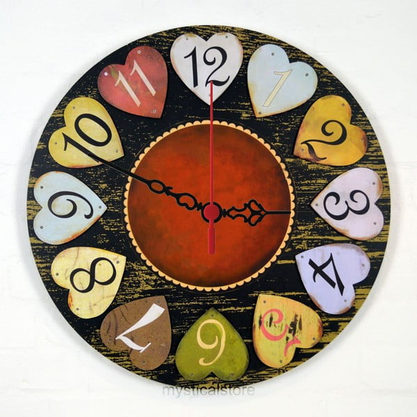 Zegar ścienny Hearts, 30 cm