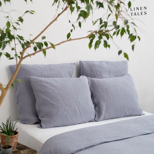 Jasnoszara pościel dwuosobowa z włókna konopnego 200x200 cm – Linen Tales-image-4