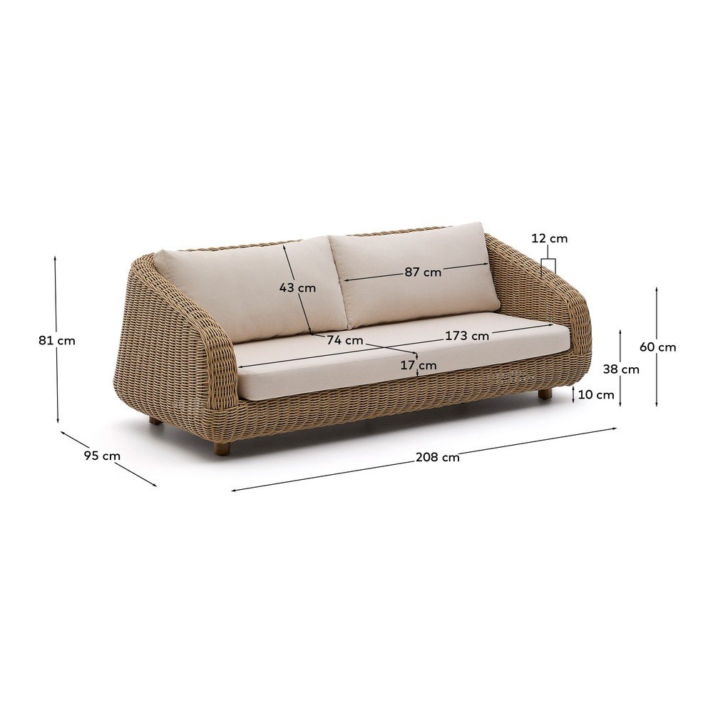 Beżowa/w naturalnym kolorze tapicerowana sofa ogrodowa Meria – Kave Home (zdjęcie 8)