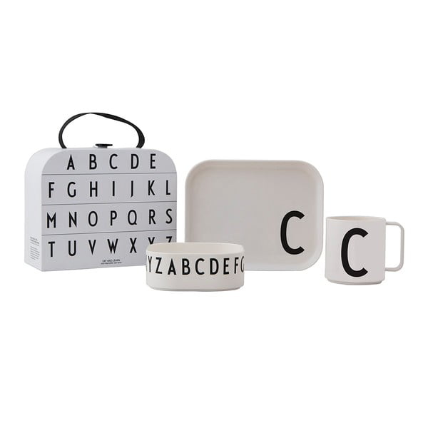 3-częściowy zestaw naczyń dla dzieci z kuferkiem Design Letters Classics C