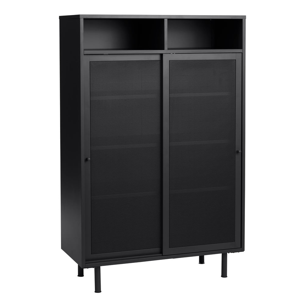 Czarna metalowa szafka z drzwiami przesuwnymi 90x140x40 cm Veep – Unique Furniture (zdjęcie 8)