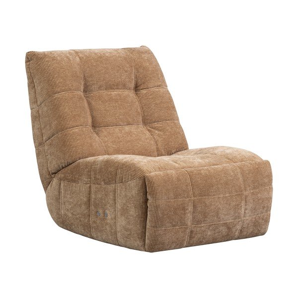 Jasnobrązowy częściowo rozkładany sztruksowy fotel wypoczynkowy Hein – WOOOD