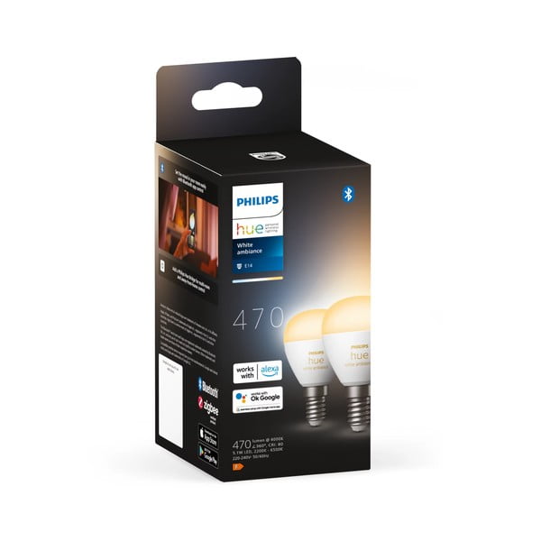 Inteligentne żarówki z gwintem E14, 5 W zestaw 2 szt. White ambiance – Philips Hue-image-2