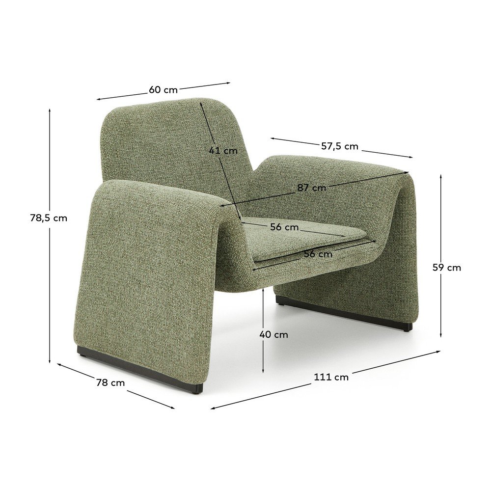 Zielony fotel z tkaniny szenilowej Melvia – Kave Home (zdjęcie 3)