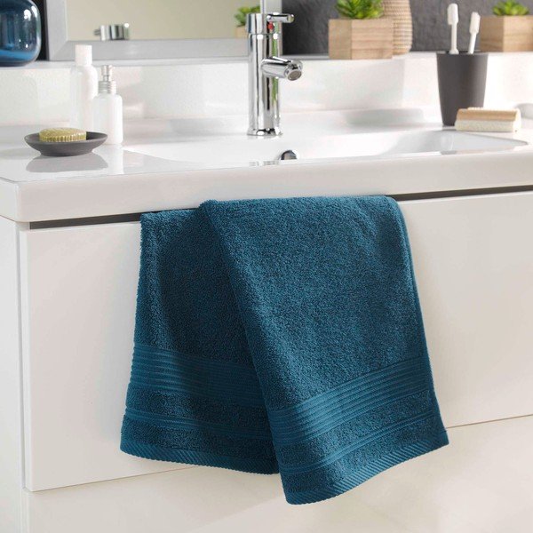 Ciemnoniebieski bawełniany ręcznik frotte 50x90 cm Tendresse – douceur d'intérieur-image-1