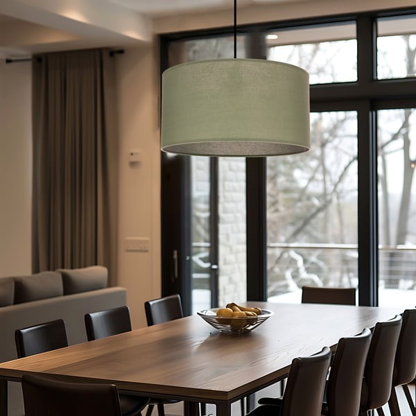 Zielona lampa wisząca z tekstylnym kloszem ø 40 cm Shanti – Candellux Lighting-image-3