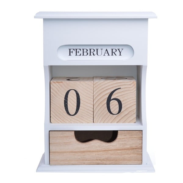 Drewniany kalendarz z szufladką Ewax, 16x21,5 cm