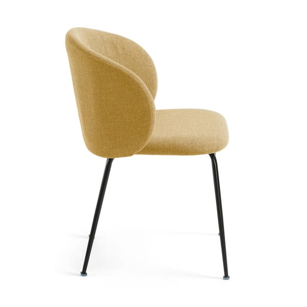 Musztardowy tapicerowany fotel jadalniany Minna – Kave Home-image-2