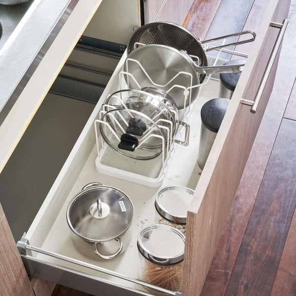 Biały uchwyt ścienny na pokrywki i patelnie YAMAZAKI Tower-image-3