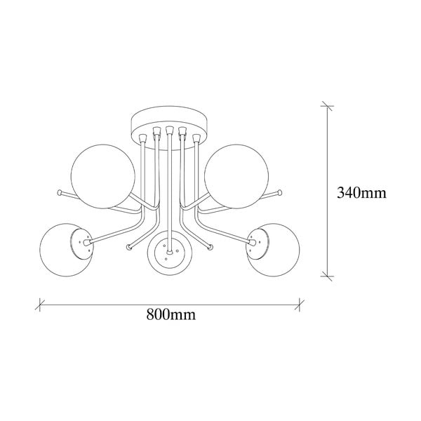Biała/w kolorze mosiądzu lampa sufitowa ze szklanym kloszem 80x80 cm Daisy – Opviq lights-image-3