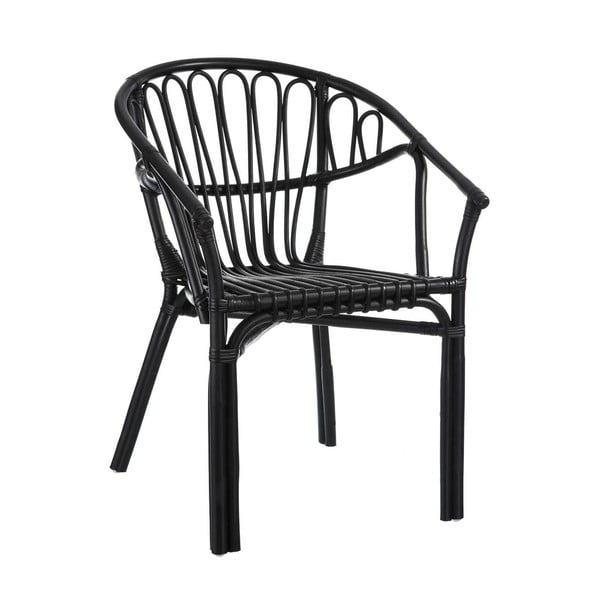 Czarne krzesło z rattanu Tropicho Room