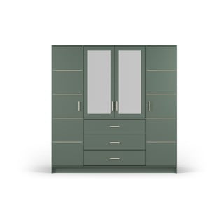 Zielona szafa z lustrem 196x200 cm Burren – Cosmopolitan Design