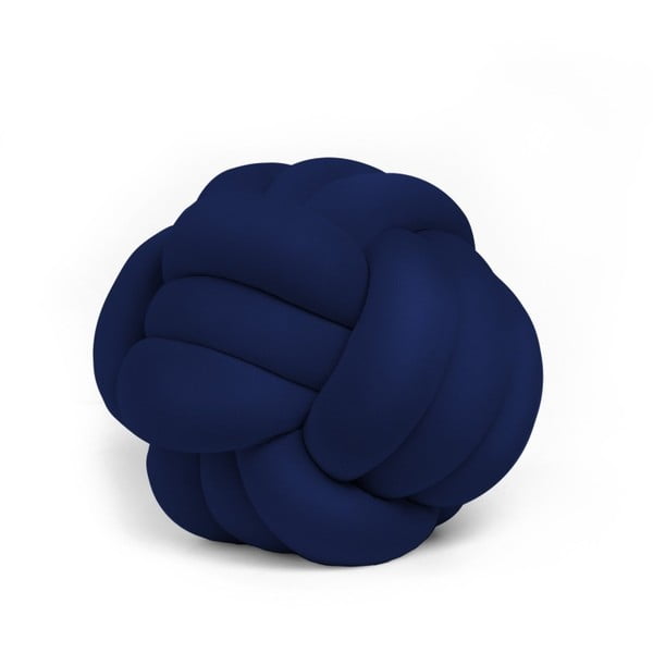 Ciemnoniebieska poduszka Knot Decorative Cushion Velvet Effect, ⌀ 30 cm