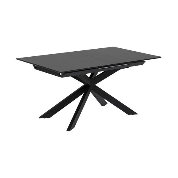 Czarny rozkładany stół ze szklanym blatem 90x210 cm Atminda – Kave Home